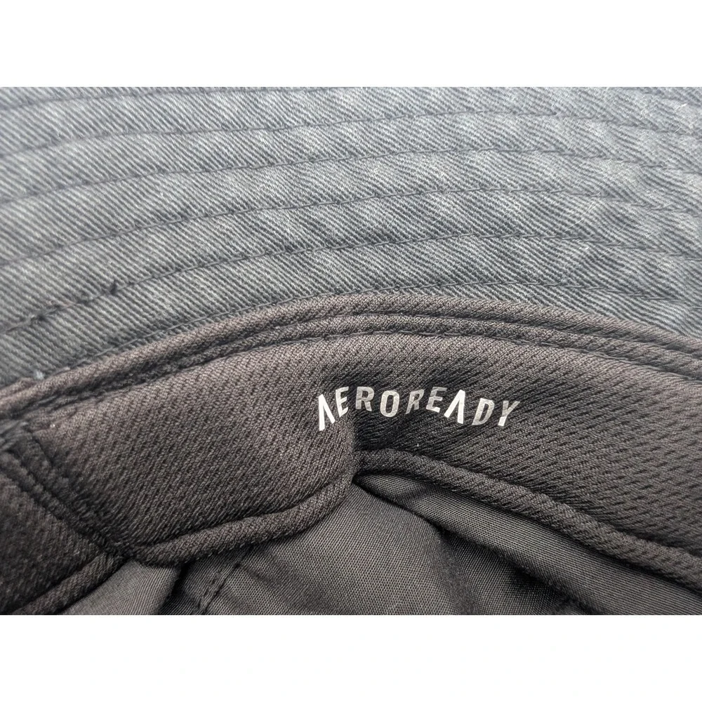 Adidas Aeroready Washed Black Cotton Twill Bucket Hat Embroidered Logo Men Women